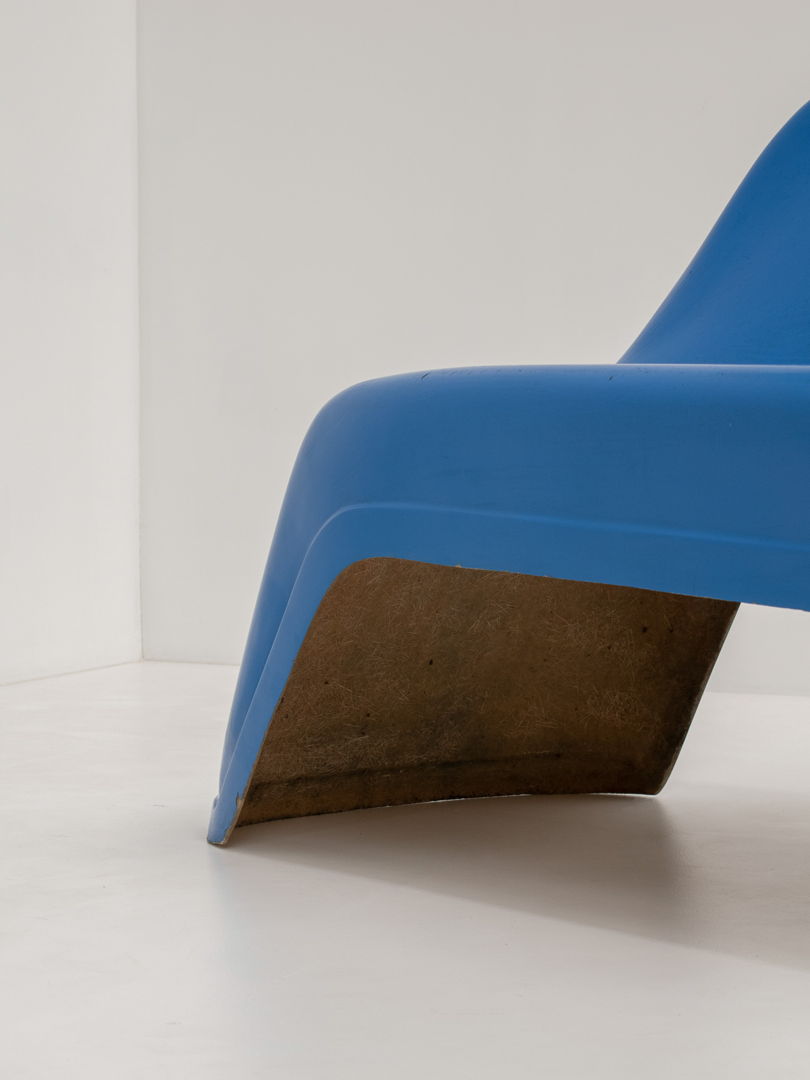 Blue Fiberglass Bench by Walter Papst for Wilkhahn, Germany, 1960s