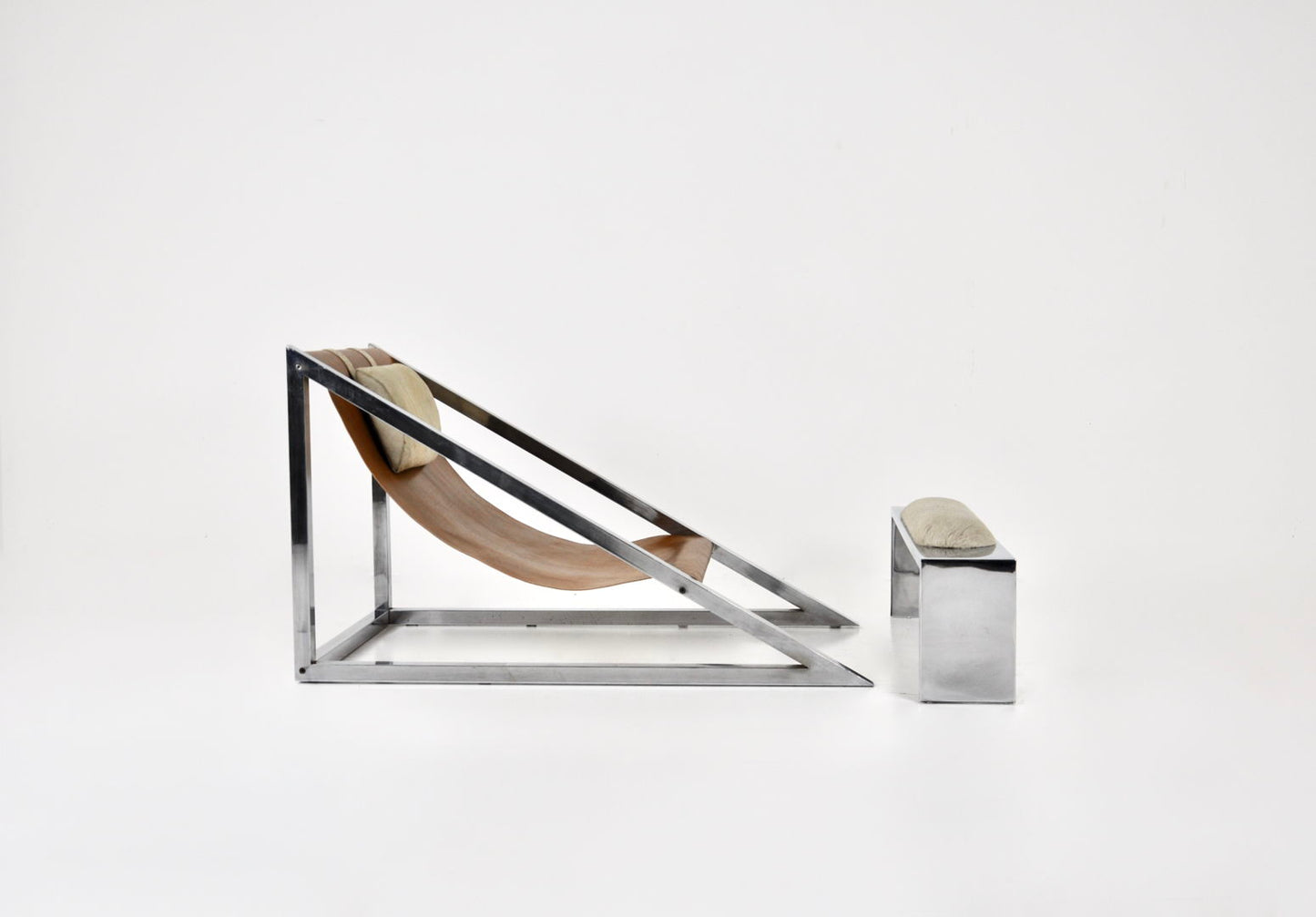 "Mies" Lounge Chair with Ottoman by Archizoom Associati, 1960s