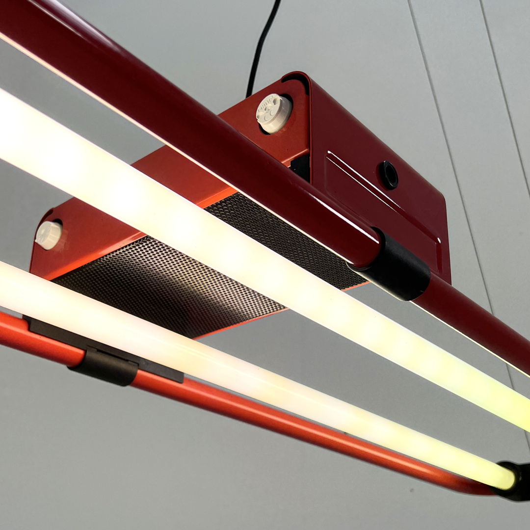 Red Double Neon Ceiling Lamp by Gian N. Gigante for Zerbetto, 1980s