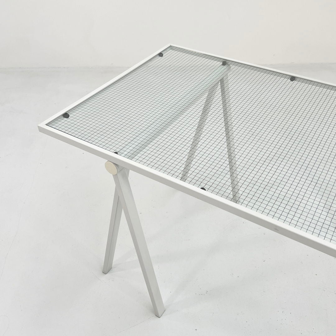 Trestle Steel & Glass Desk by Rodney Kinsman for Bieffeplast, 1980s