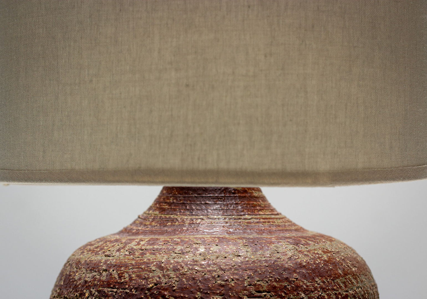 Modernist hand thrown and oxidation firing table lamp, circa 1965