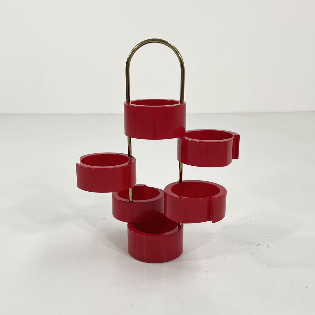 Red Space Age Swivel Organiser from MB Italy, 1970s