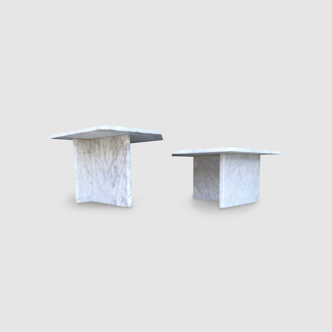 White carrara marble side table Germany 1970s, set of 2