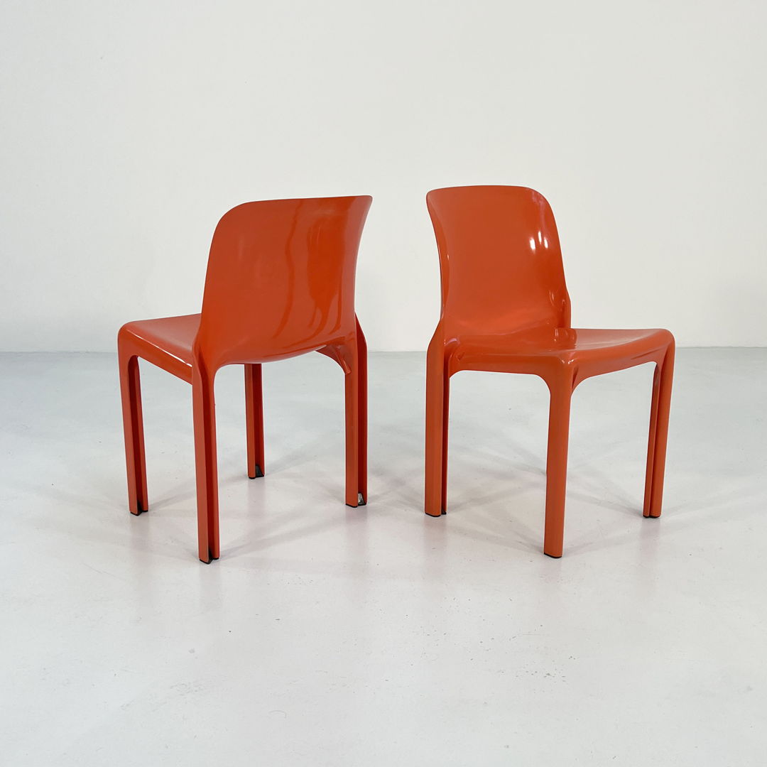 Orange Selene Chair by Vico Magistretti for Artemide, 1970s