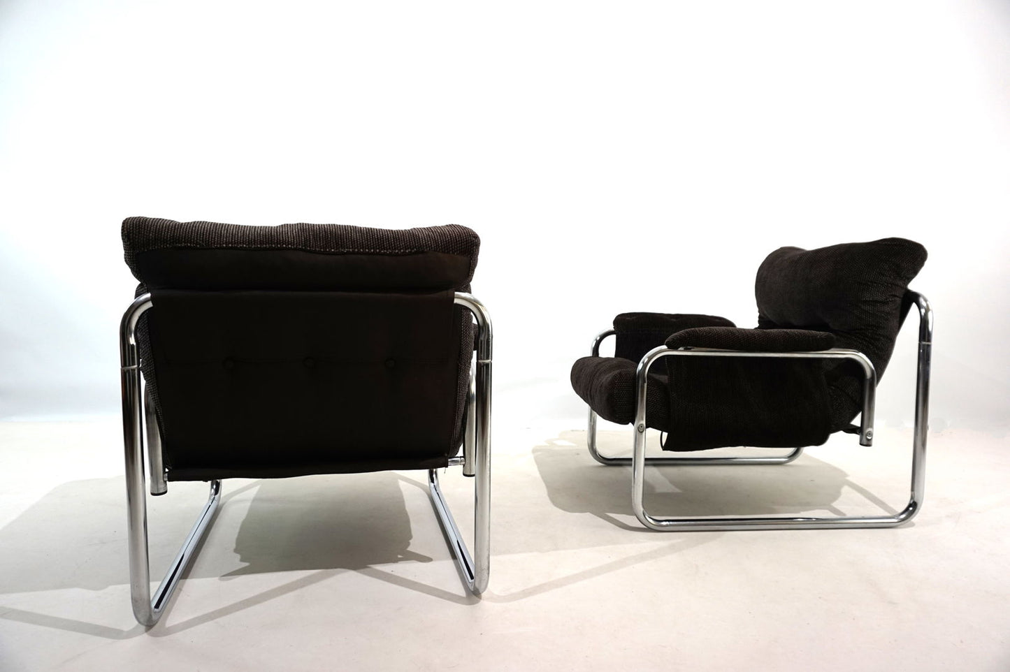 Set of 2 Herlag chrome cantilever lounge chairs by Johan Bertil Häggström