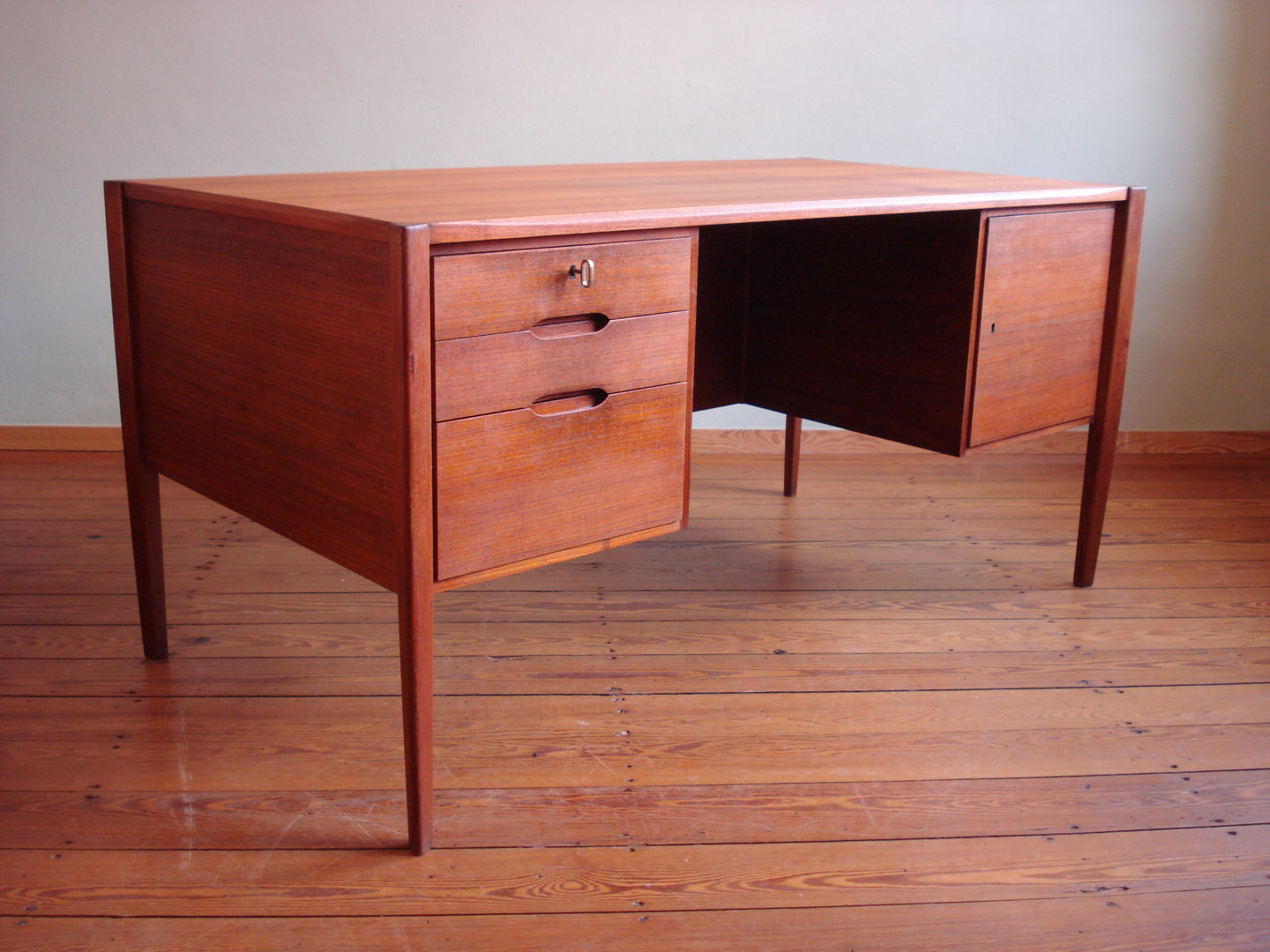 Vintage teak office desk from Wilhelm Renz