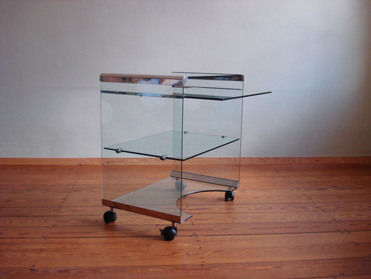 Glass Bar Cart or Serving Table by Gallotti & Radice
