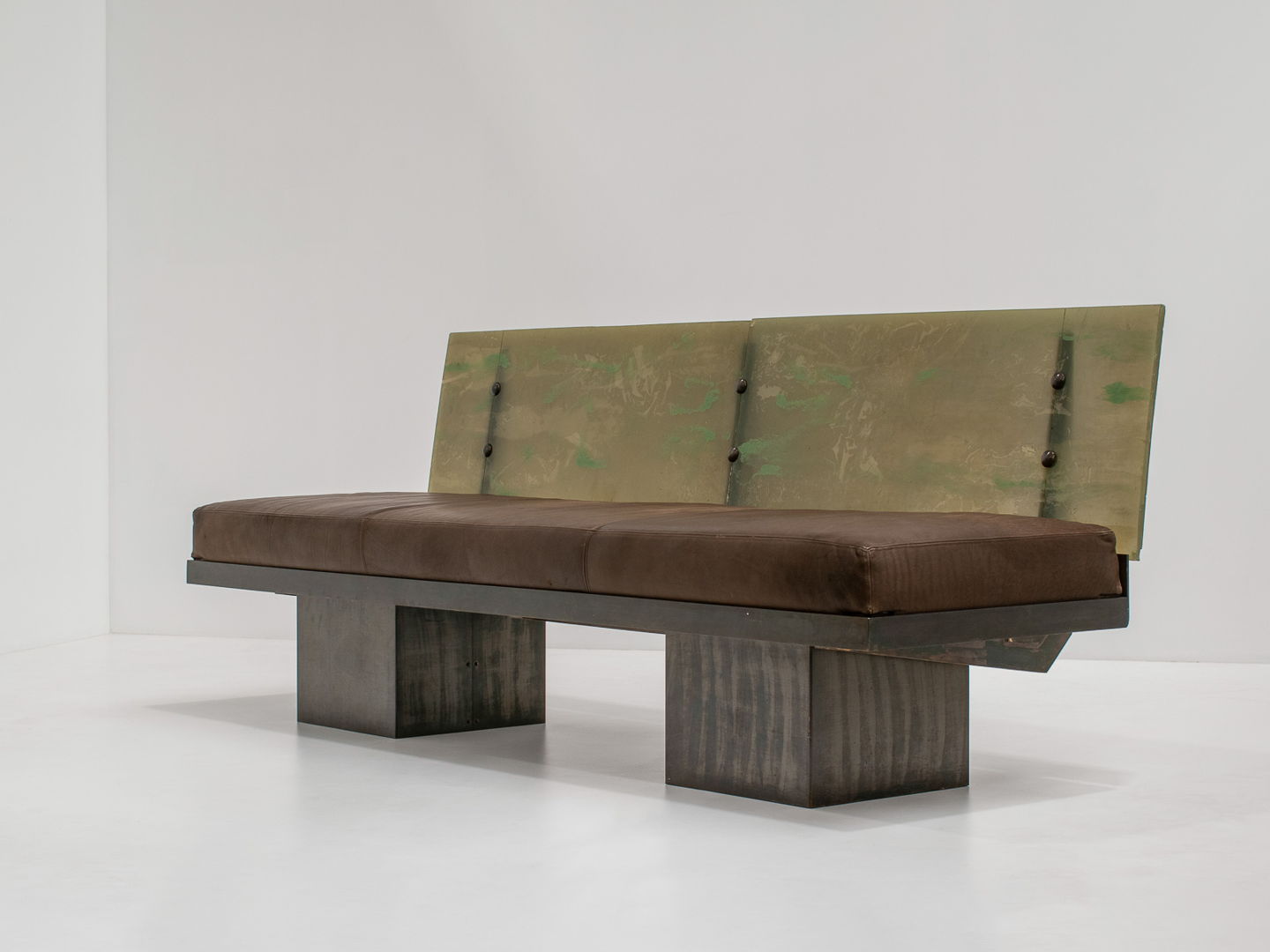 Sculptural Post-Modern Steel Sofa, France 1980s