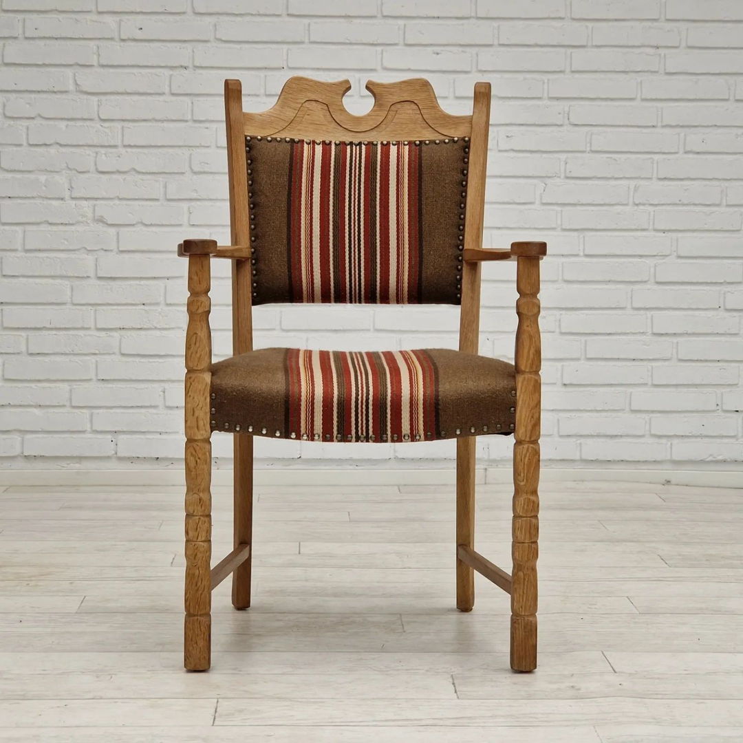 1960s, Danish design, armchair, oak wood, furniture wool.