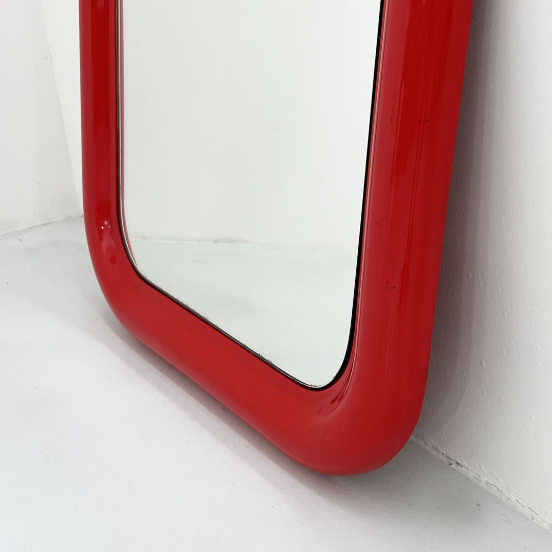 Red Space Age Mirror in Fiberglass, 1970s