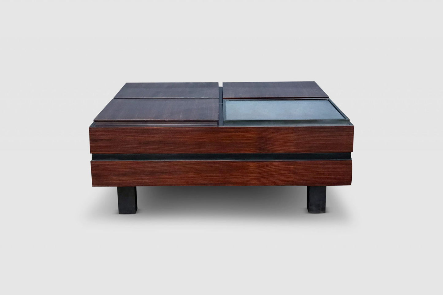 Compartmented Teak Coffee Table by Carlo Hauner for Forma Italy 1960s