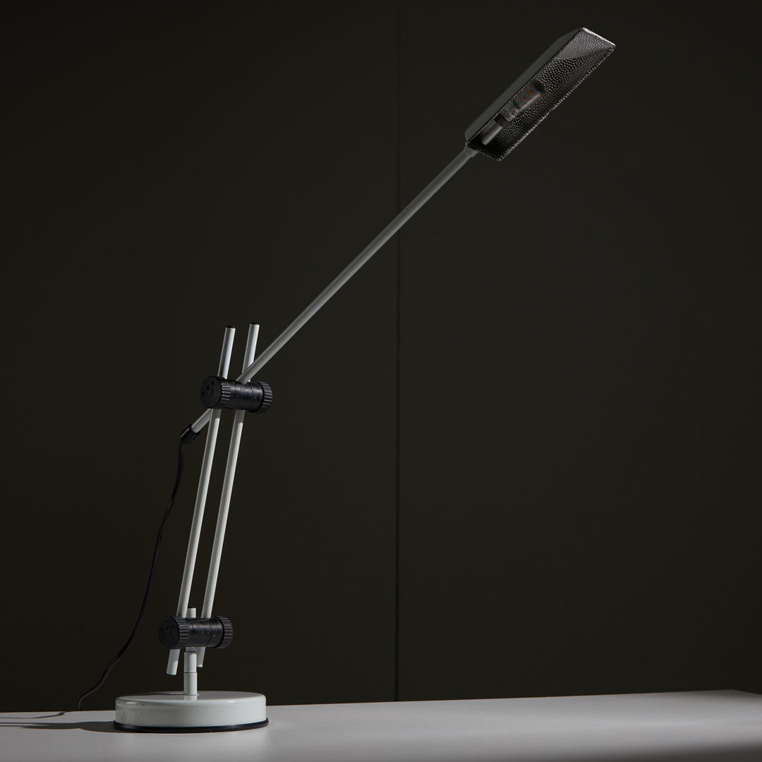 Veneta Lumi White Desk Lamp with Black Parts, 1980s