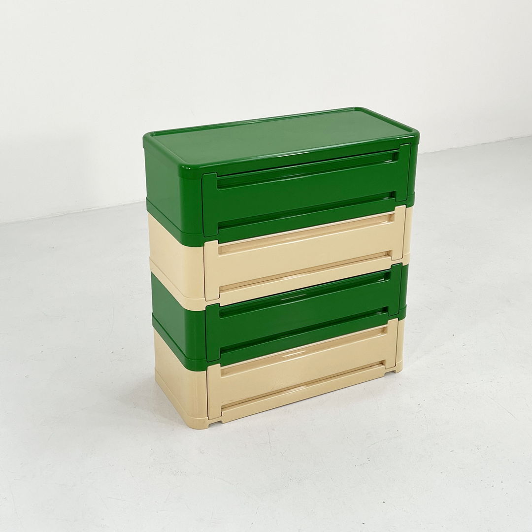 Green/White Chest of Drawers Model “4964” by Olaf Von Bohr for Kartell, 1970s