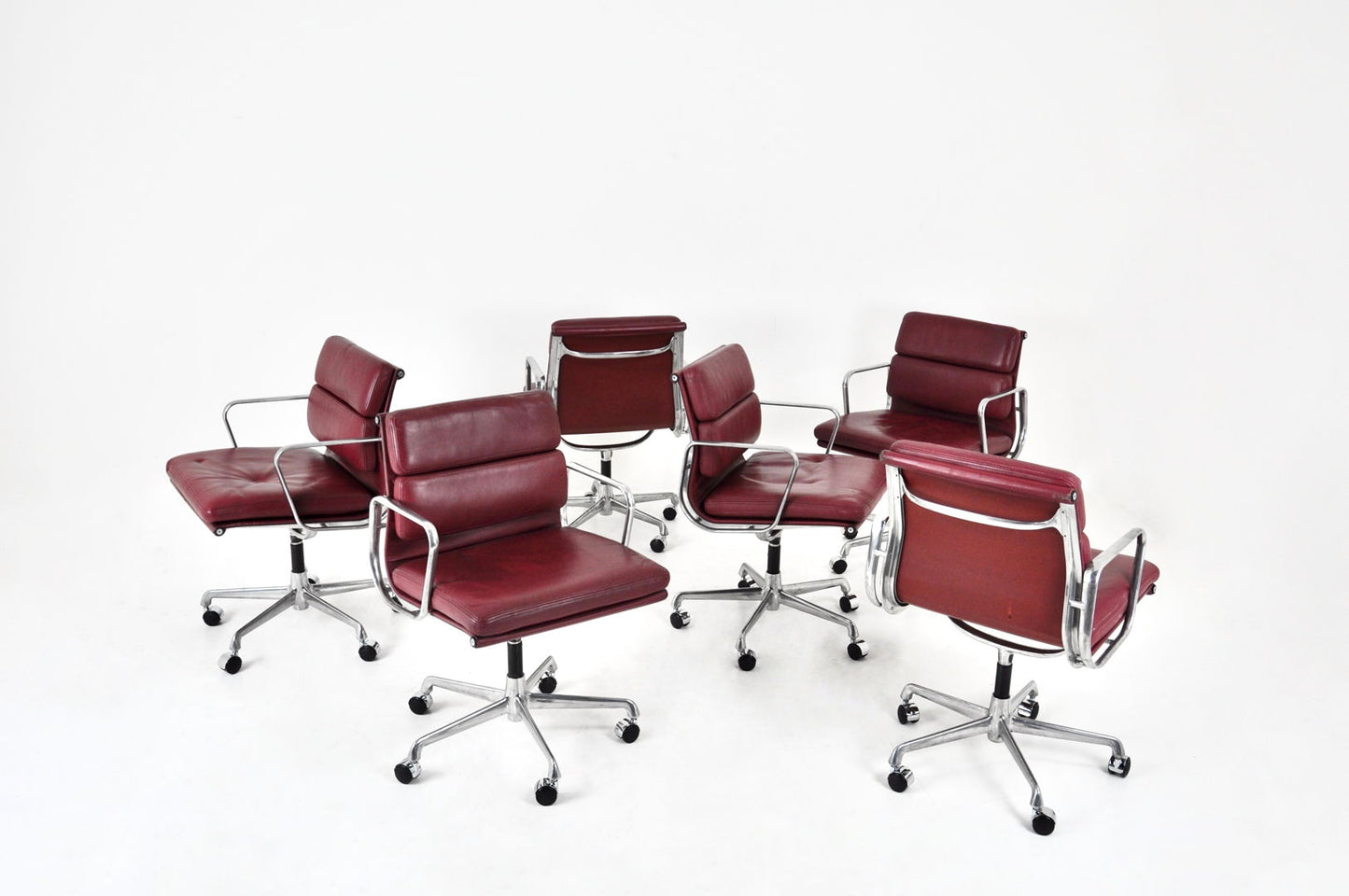 Soft Pad Office Chairs by Charles & Ray Eames for ICF, 1970s, Set of 6