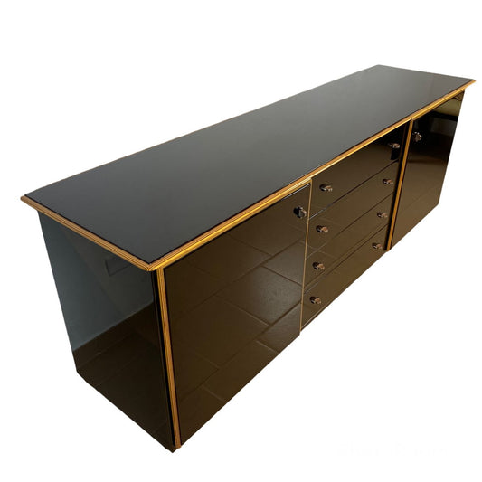 Pierre Cardin for Roches Bobois Black Lacquered Sideboard with Shaped Wood
