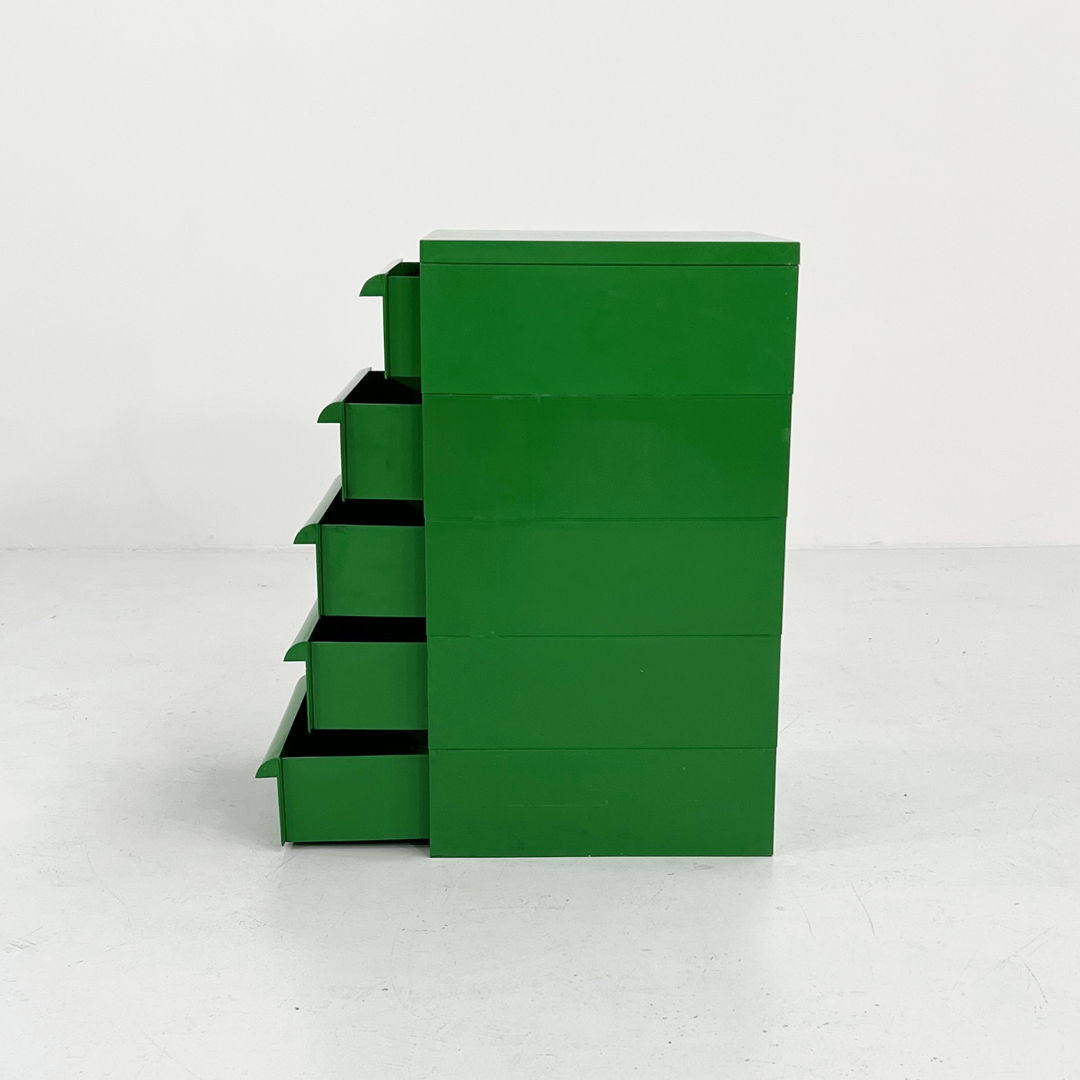 Green Chest with 5 Drawers Model 4601 by Simon Fussell for Kartell, 1970s