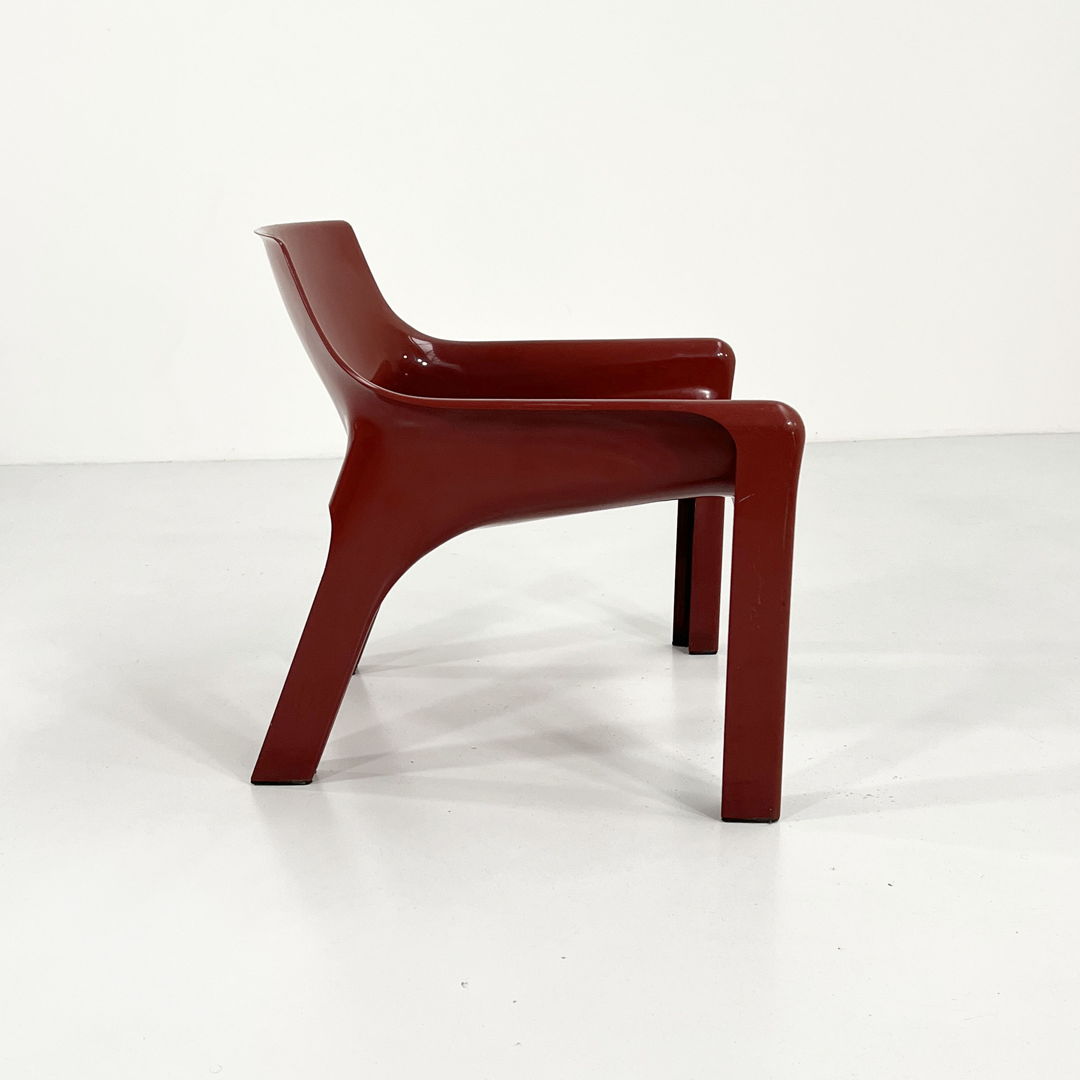 Burgundy Vicario Lounge Chair by Vico Magistretti for Artemide, 1970s