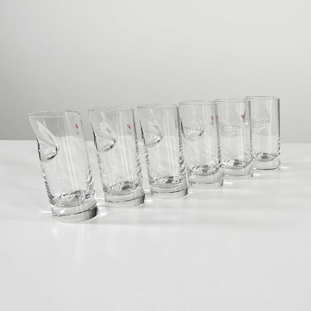 Set of 6 Ice Stopper Glasses by Angelo Mangiarotti for Colle, 1980s