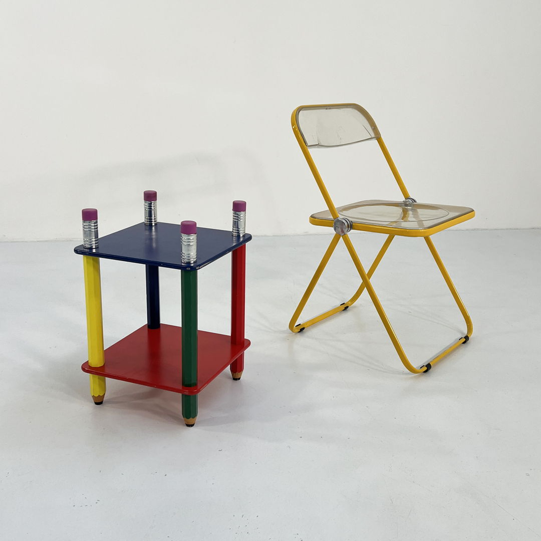 Pencil Side Table in Primary Colors, 1980s