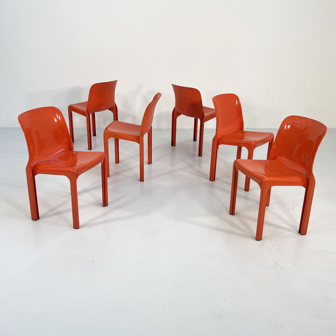 Orange Selene Chair by Vico Magistretti for Artemide, 1970s