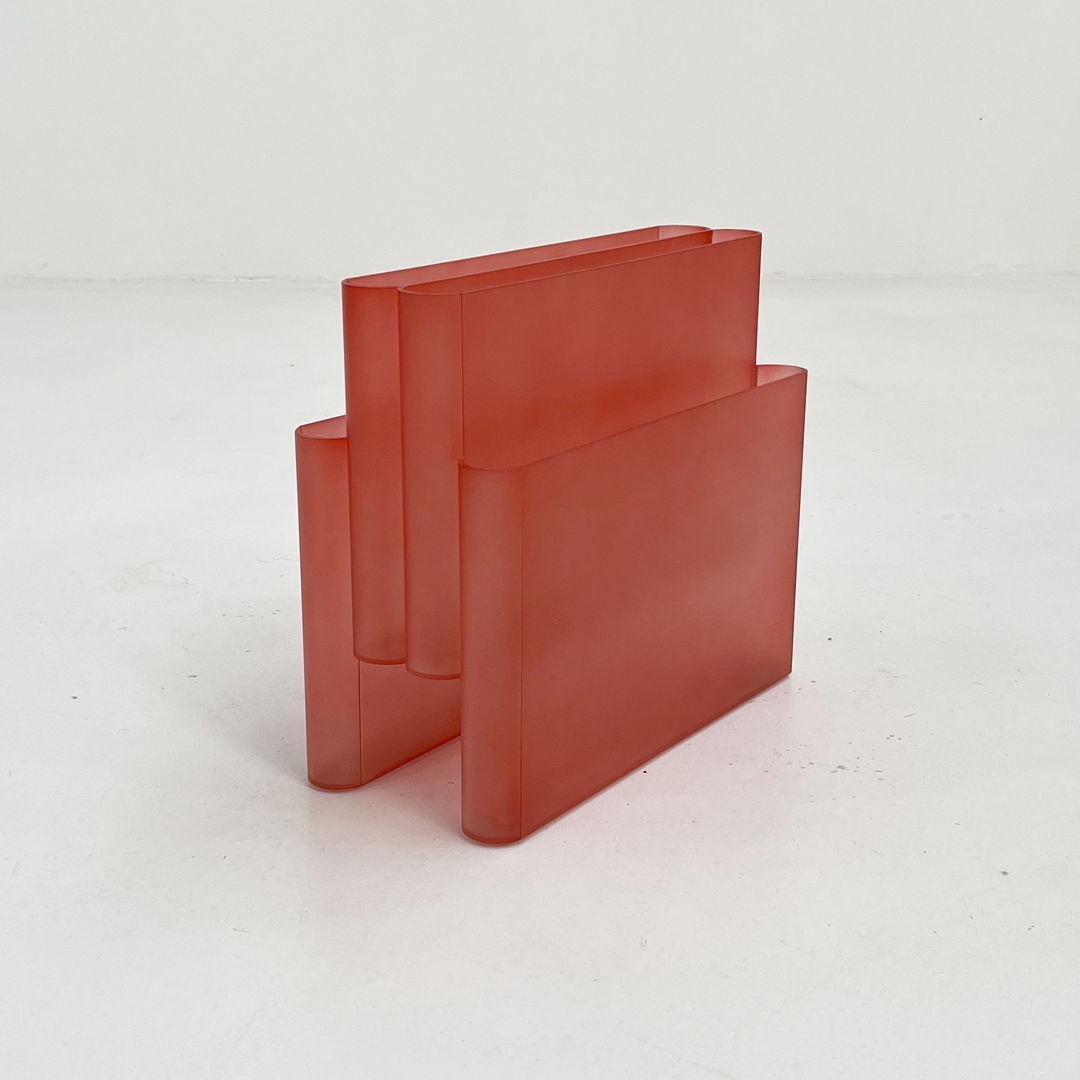 Acrylic Red Magazine Rack by Giotto Stoppino for Kartell, 1970s