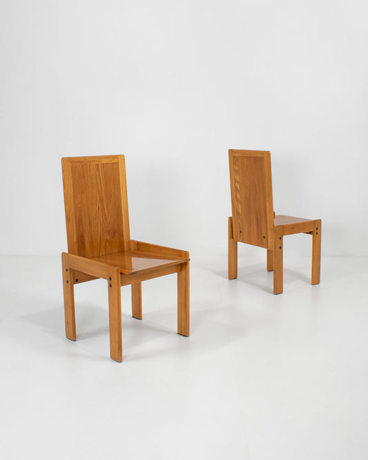 Set of 6 Elm Dining Chairs by Romanutti, Italy