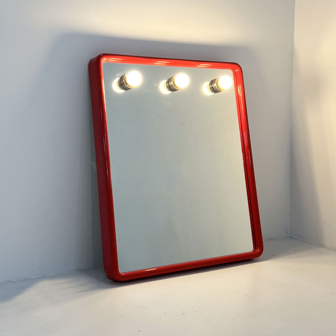 Red Vanity Mirror from Gedy, 1970s