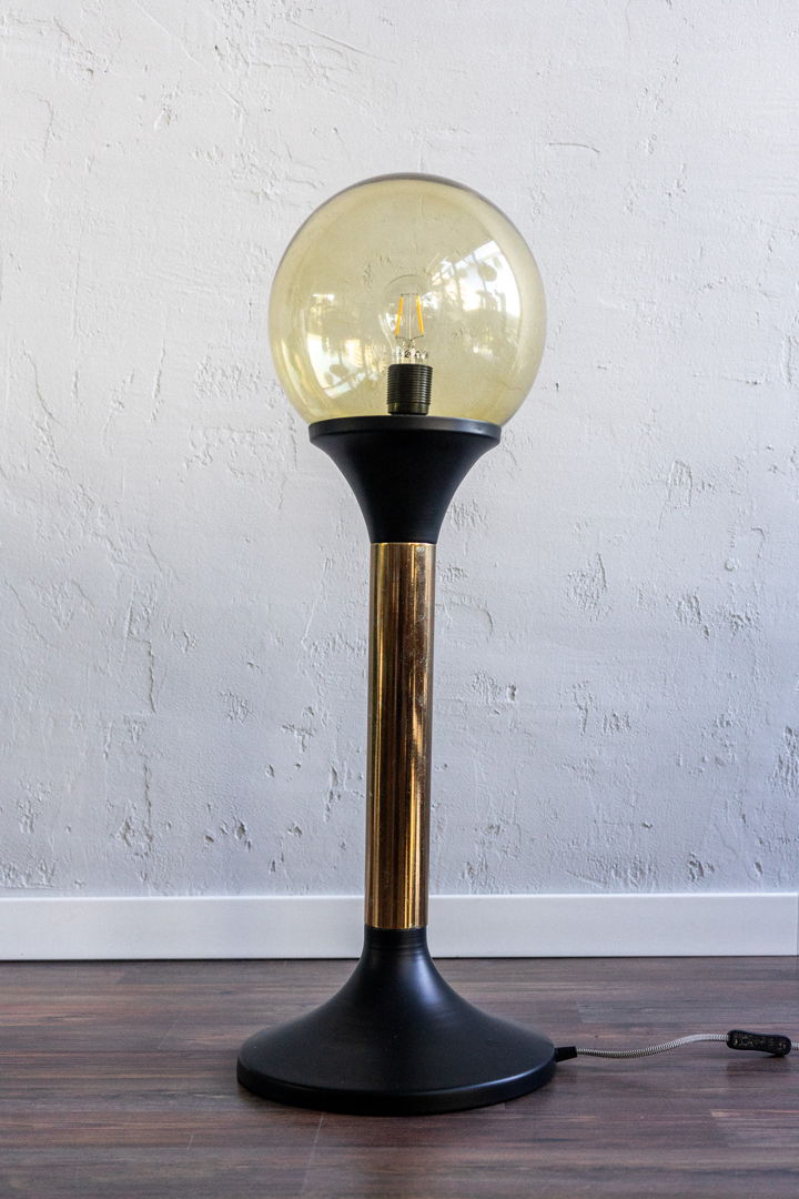 Vintage Glass Metal Floor Lamp, 80s