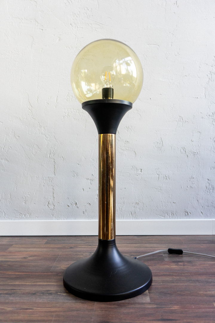 Vintage Glass Metal Floor Lamp, 80s