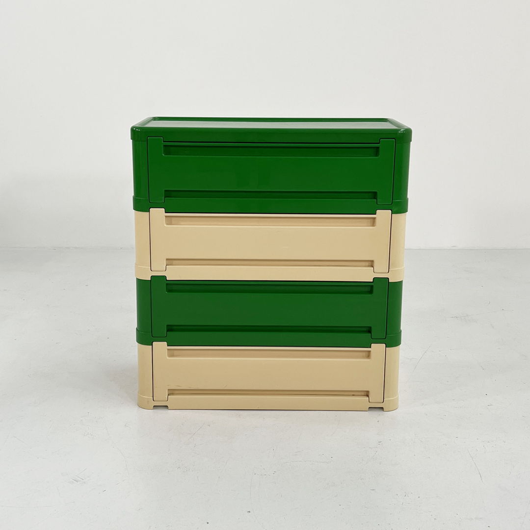 Green/White Chest of Drawers Model “4964” by Olaf Von Bohr for Kartell, 1970s