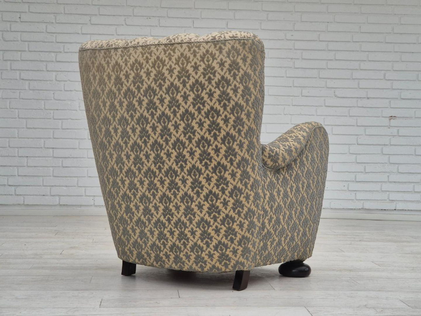 1960s, Danish relax chair, original condition, furniture velour, beech wood legs.