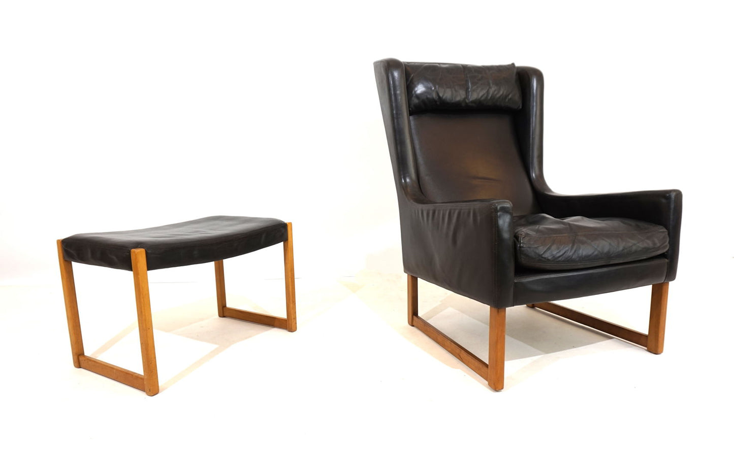 Kill International leather armchair with ottoman by Rudolf B. Glatzel