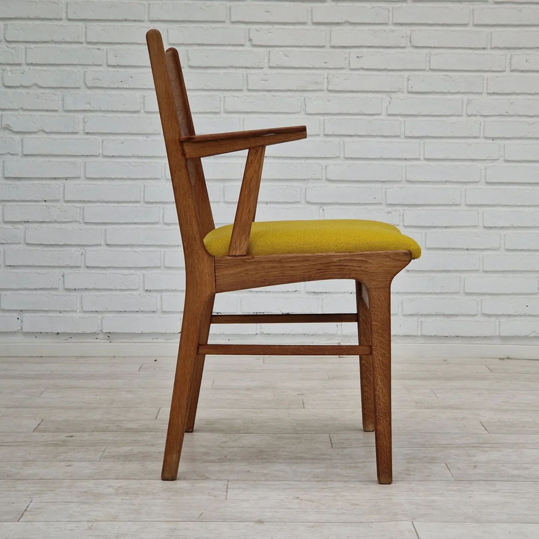 1960s, Danish design, restored armchair, Kvadrat wool, oak wood.