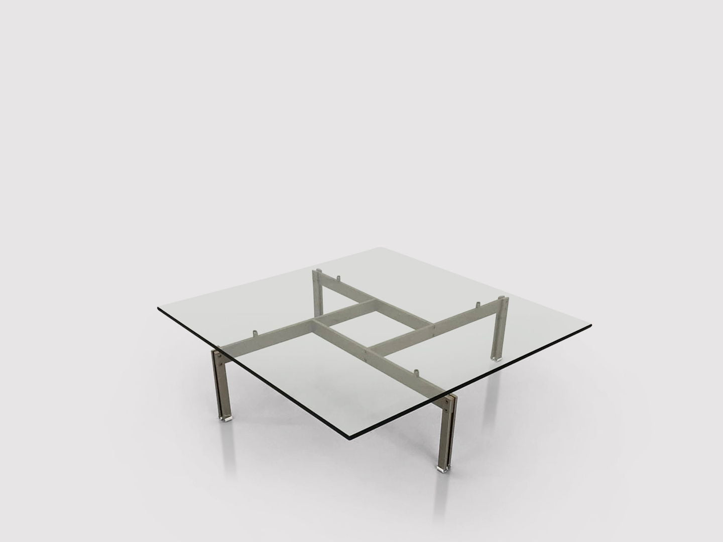 Onda brushed steel and glass coffee table by Giovanni Offredi for Saporiti 1970s
