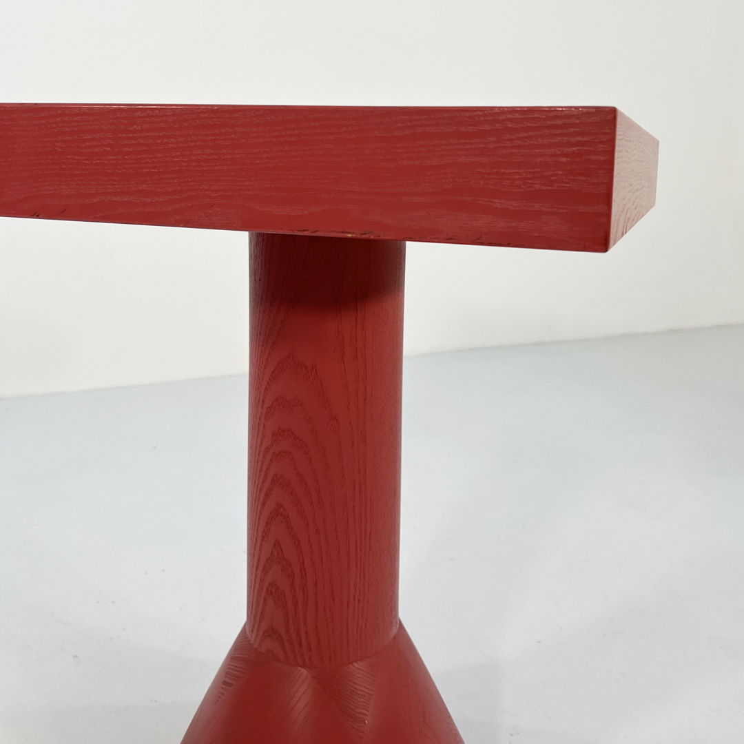 Postmodern Red Dining Table in Solid Wood, 1980s