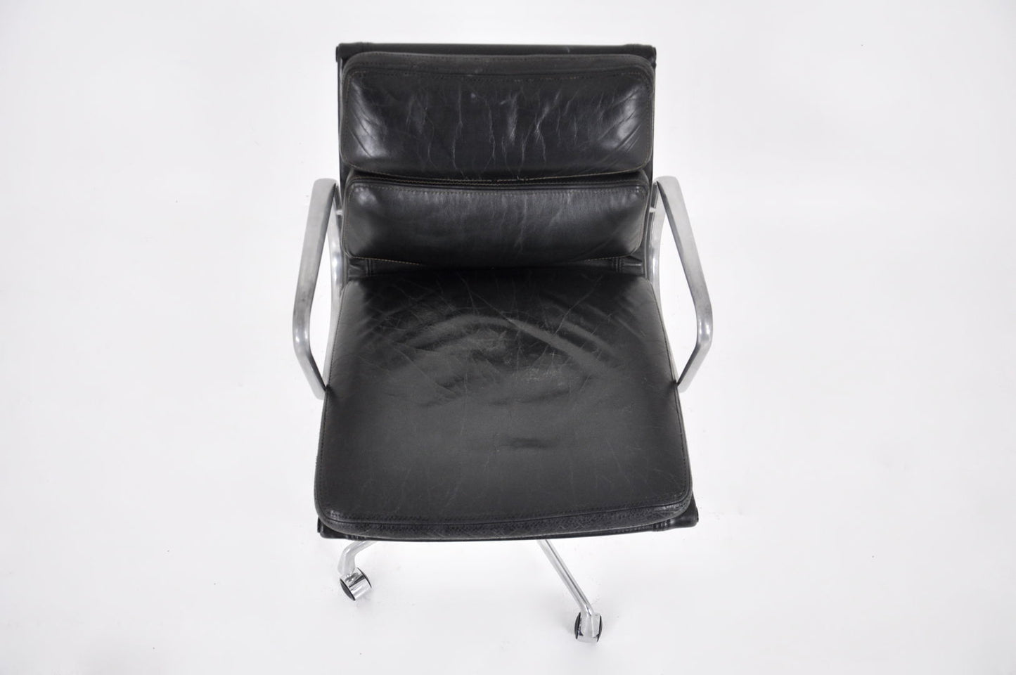 Black Leather Soft Pad Chair by Charles and Ray Eames for Icf, 1970s