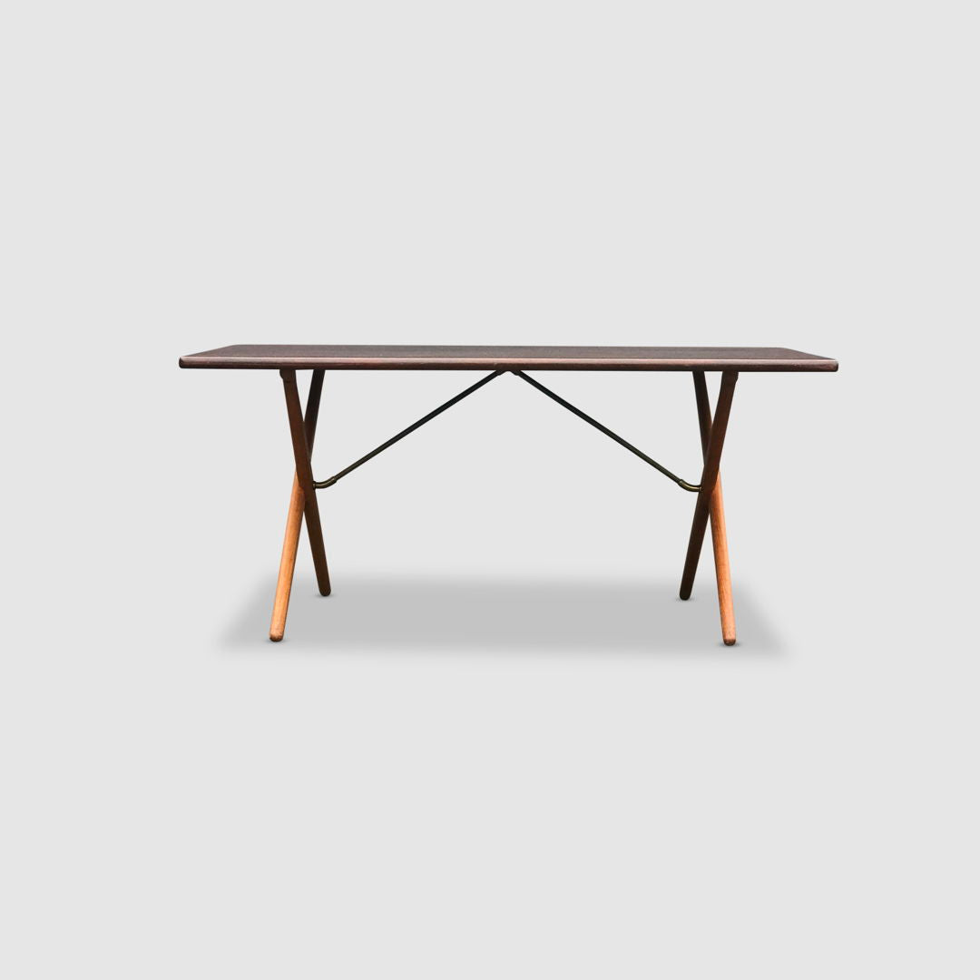 AT-303 Sawbuck oak dining table by Hans Wegner for Andreas Tuck 1950s