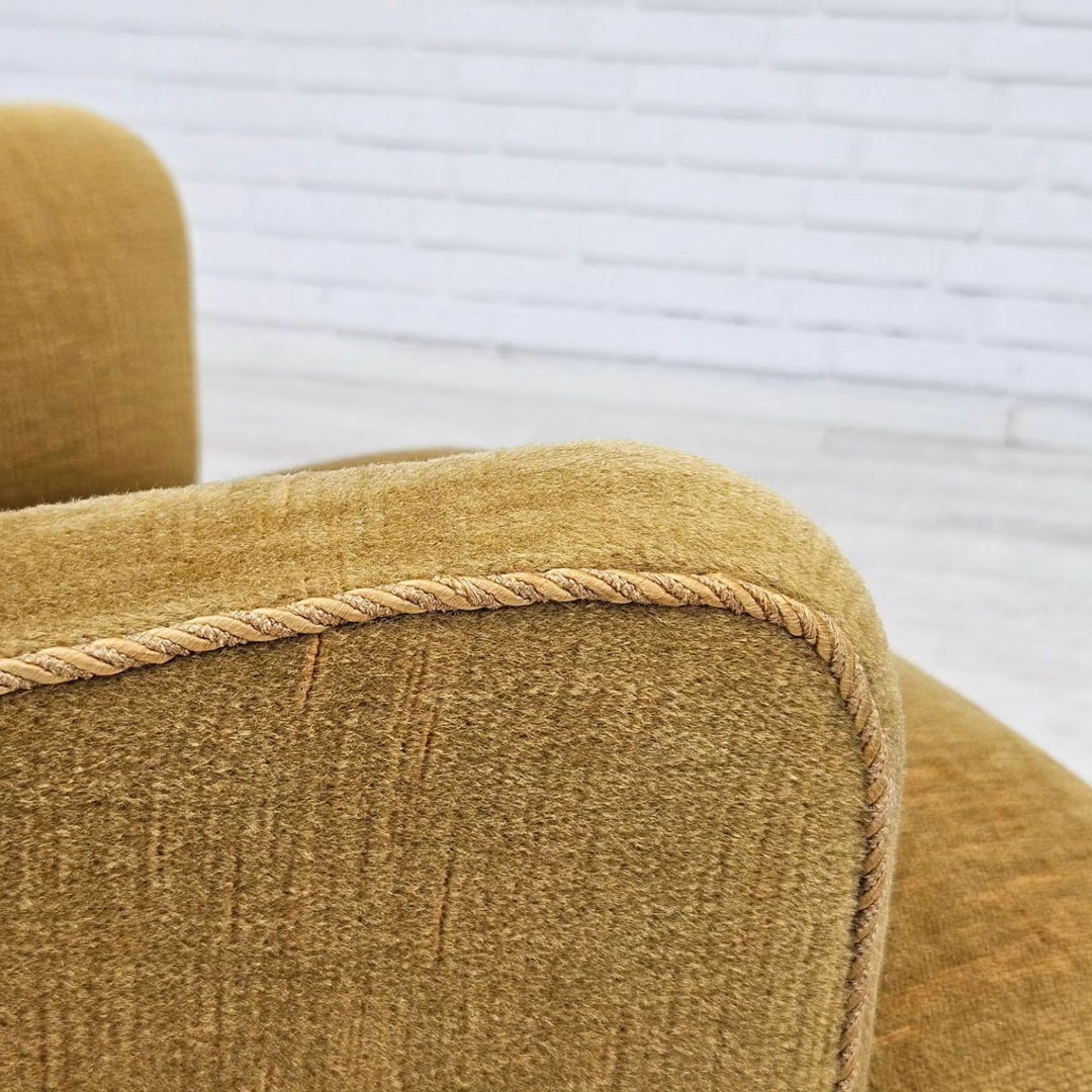 1960s, Danish armchair, original upholstery, light green velour.