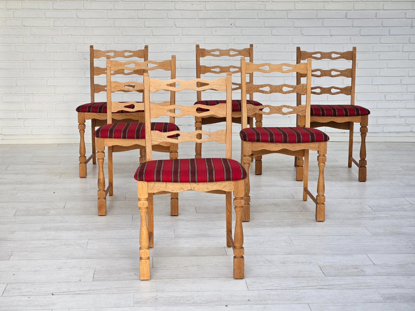 1970s, set 6 pcs of Danish dinning chairs, original good condition, furniture wool.