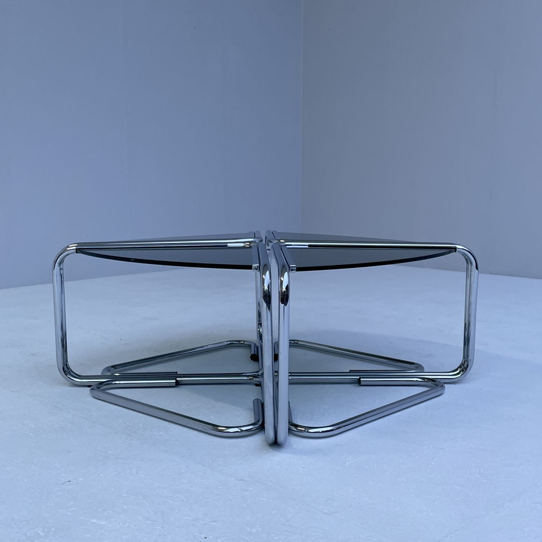 Italian modular coffee table in chrome and smoked glass