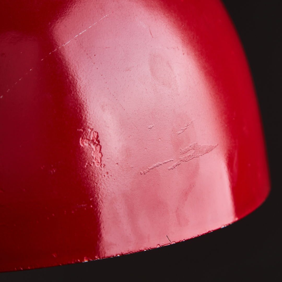 Italian, Hemispherical Red Aluminum Pendant, 1970s