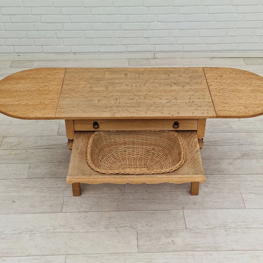 1970s, Danish design, coffee/sewing table, oak wood, original condition.