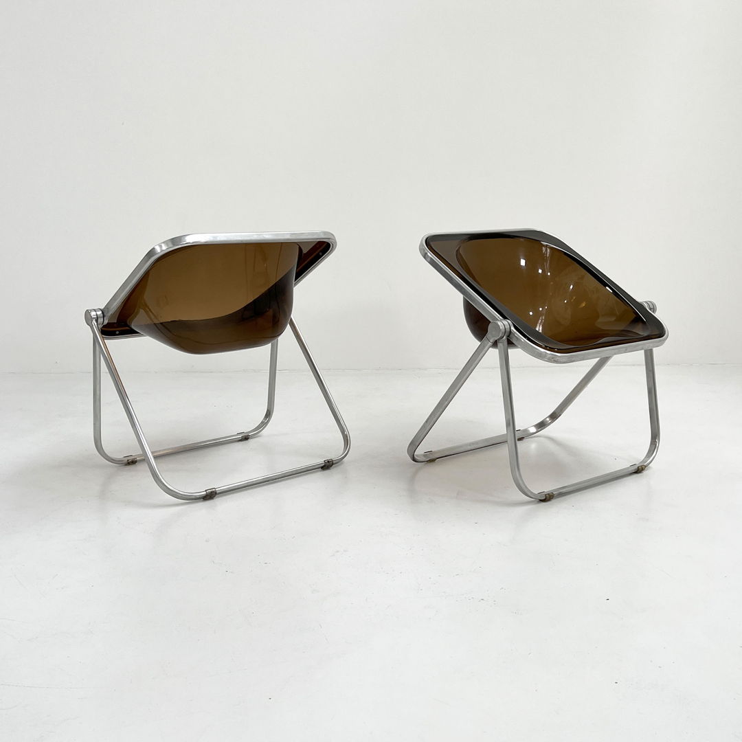 Smoke Plona Folding Chair by Giancarlo Piretti for Castelli, 1970s