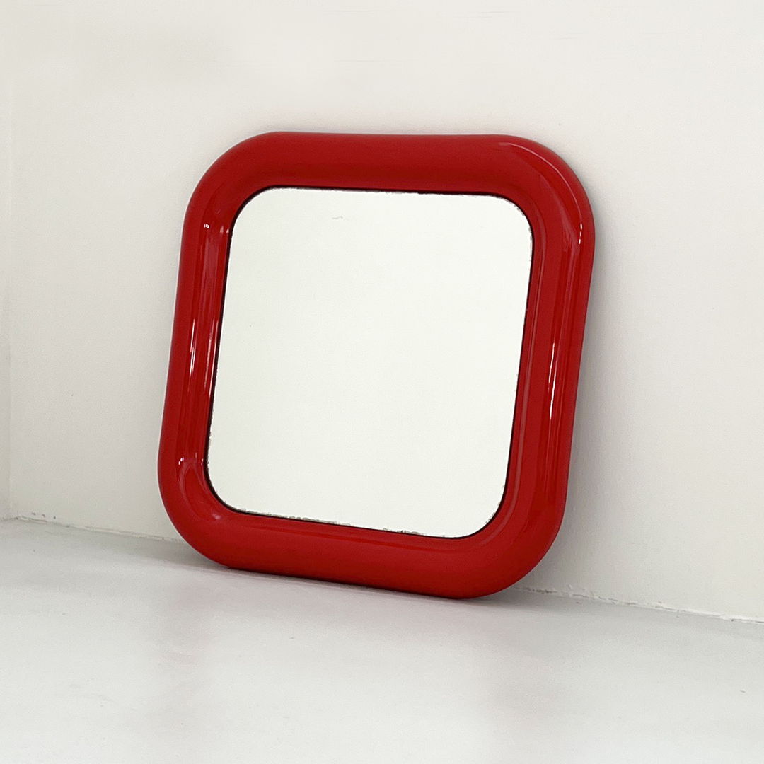 Red Space Age Mirror in Fiberglass, 1970s