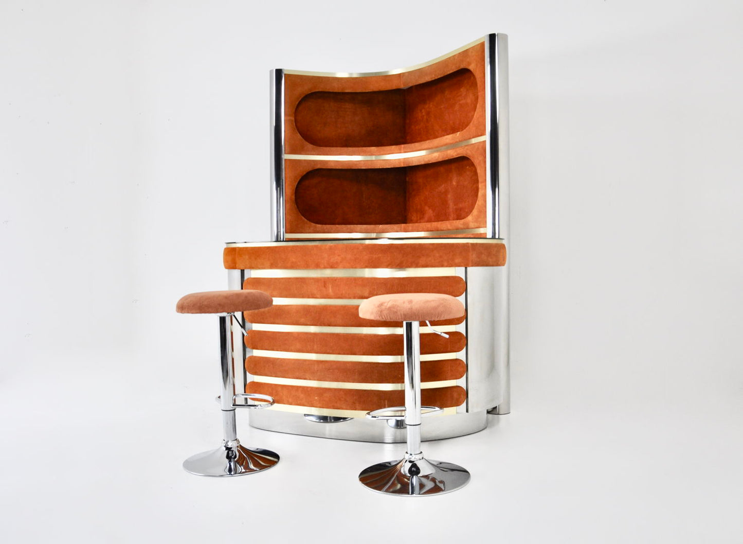 Bar set with 2 stools by Willy Rizzo, 1970s