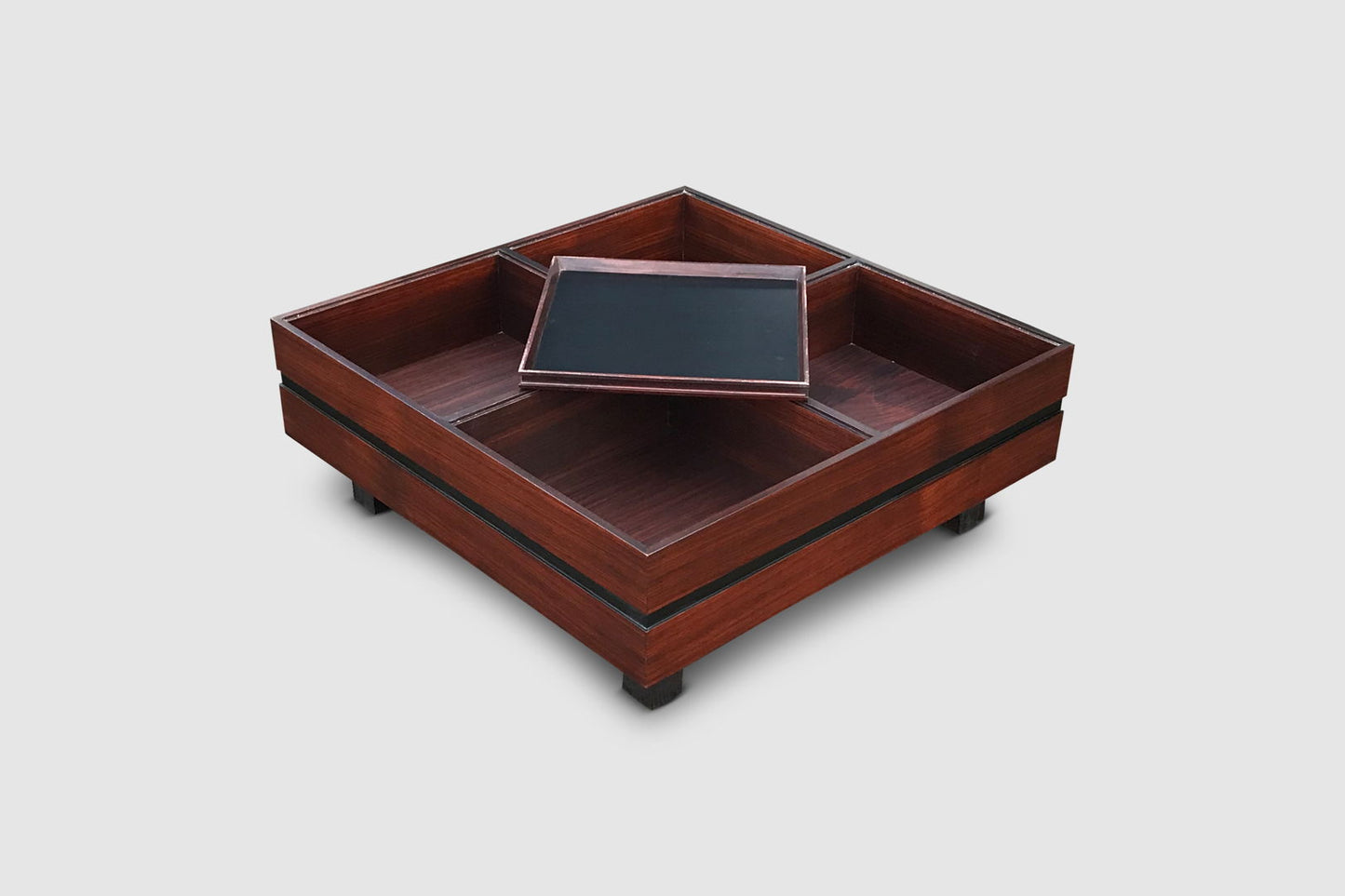 Compartmented Teak Coffee Table by Carlo Hauner for Forma Italy 1960s