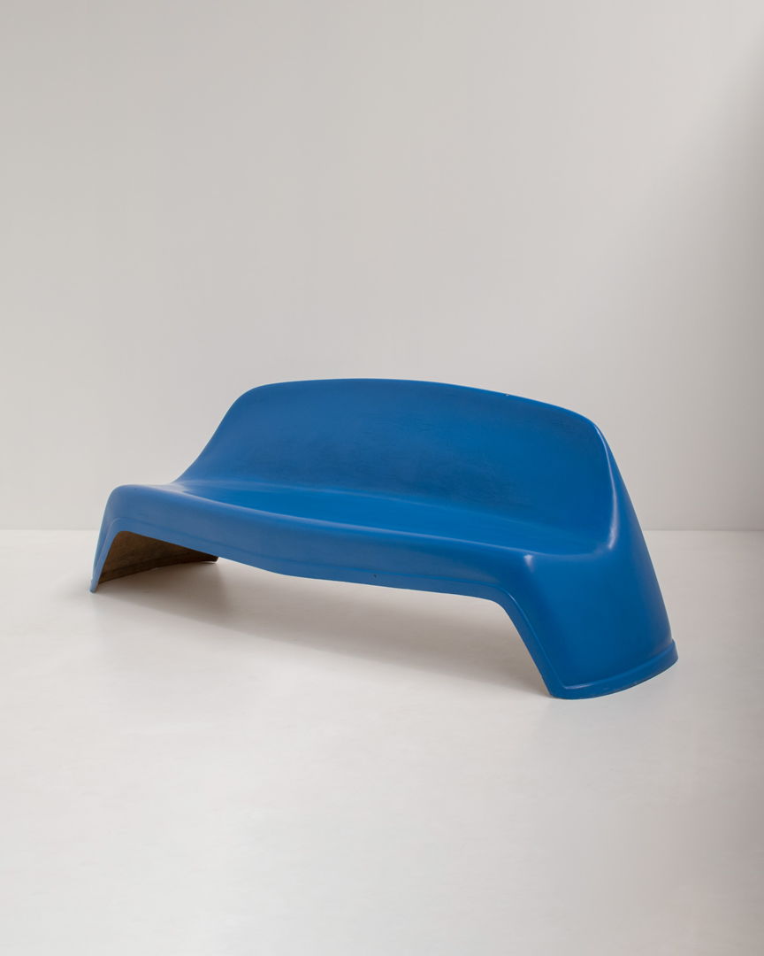 Blue Fiberglass Bench by Walter Papst for Wilkhahn, Germany, 1960s