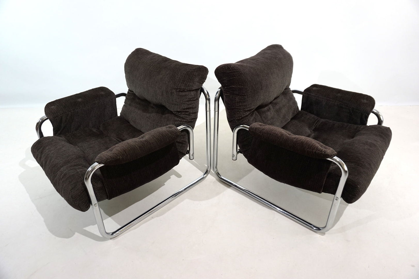 Set of 2 Herlag chrome cantilever lounge chairs by Johan Bertil Häggström