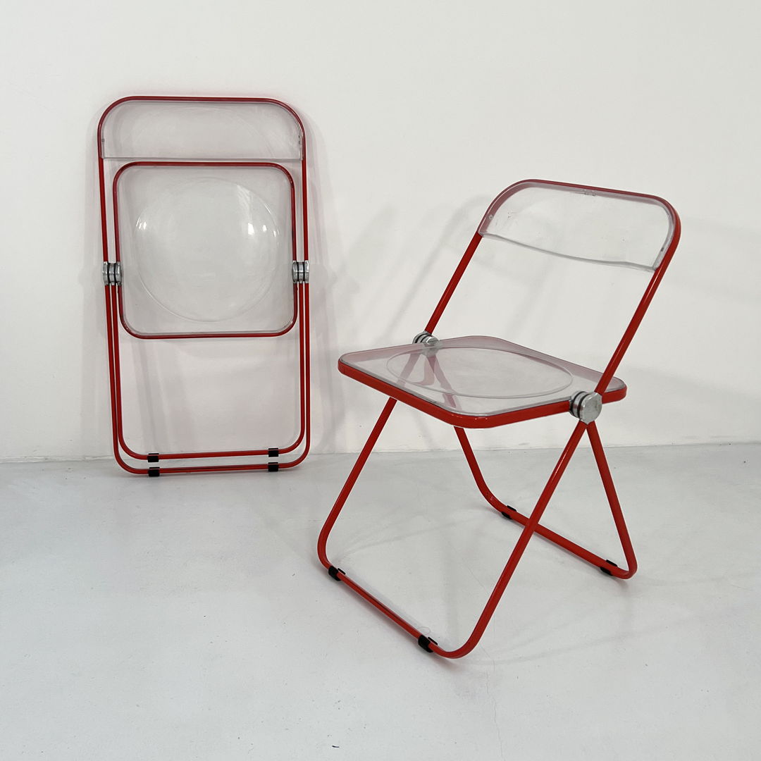 Coral Frame Plia Folding Chair by Giancarlo Piretti for Anonima Castelli, 1960s