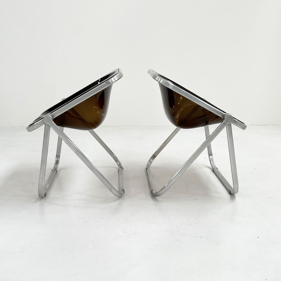 Smoke Plona Folding Chair by Giancarlo Piretti for Castelli, 1970s